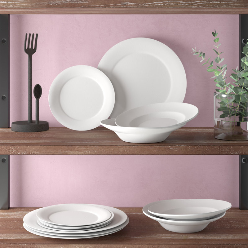 Wayfair Basics Everyday White 12 Piece Dinnerware Set, Service for 4